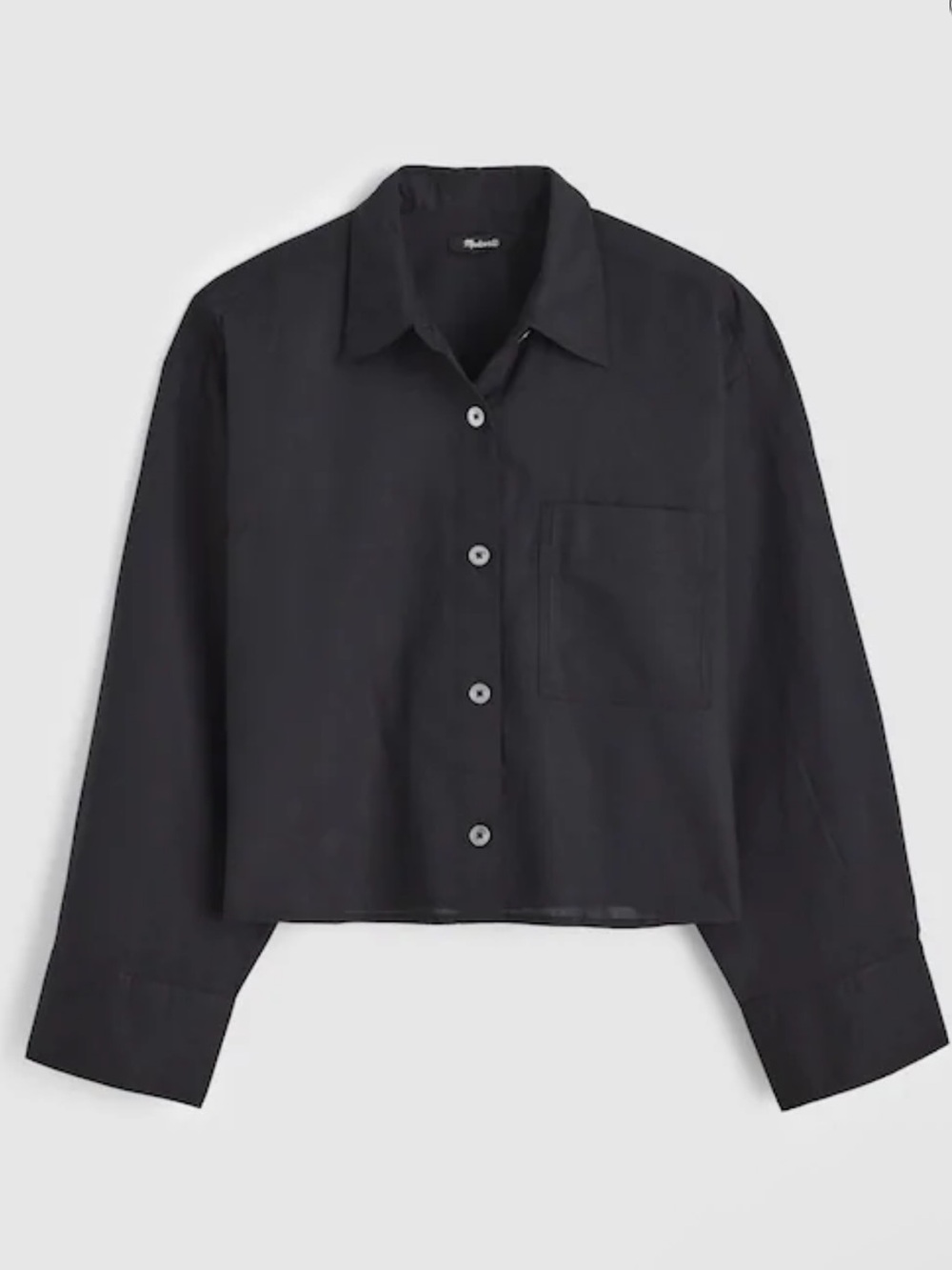Madewell Jet Black Linen Straight Hem Line Button-Up Shirt Jacket NZ468 Xsmall